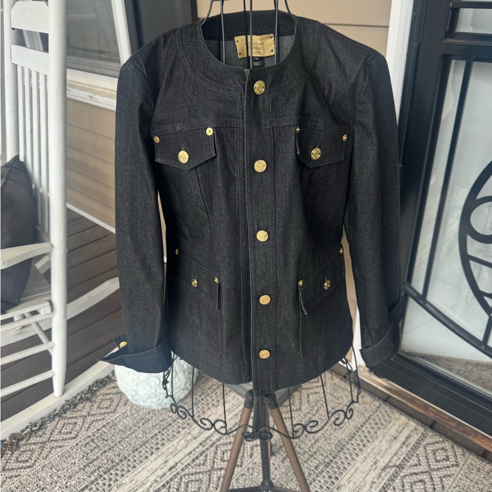 ST JOHN JEANS BLACK DENIM JACKET SIZE 6